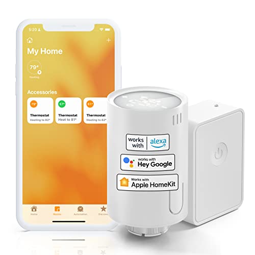 meross Slimme thermostaatkop (met HUB), slimme thermostaat compatibel met HomeKit, Alexa en Google Home, slimme thermostaat voor warmwaterradiator met spraakbediening op afstand
