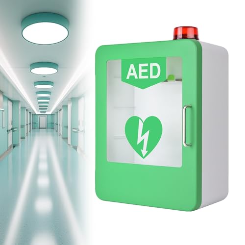 KYZTMHC AED-opbergkast met alarm Wandgemonteerde defibrillatorbox voor thuis Automatische externe defibrillatorkast EHBO-benodigdheden