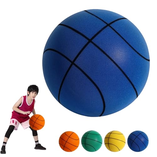 DAUZ Silent Basketball, 2024 New Silent Basketball Dribbling Indoor Quiet Basketball, Silent Foam Basketball Low Noise Training Basketball, High Elasticity Quiet Bounce Basketball (No.5,Blue)