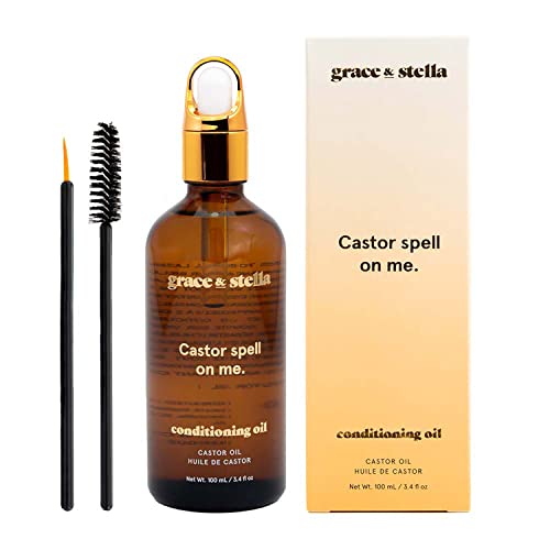 grace & stella Biologische ricinusolie (4 oz) Koudgeperste ricinusolie voor haargroei Ricinusolie voor wimpers en wimpergroei Biologische ricinusolie van Grace and Stella