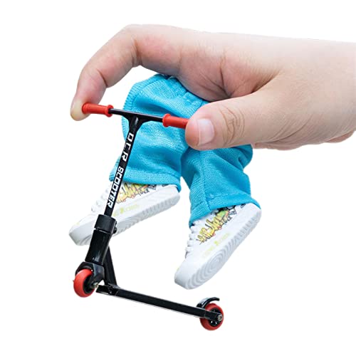 Richolyn Metalen vingerscooter set, mini-vingerskateboard, vinger, step, vinger, schoenen, broek en scooter, vingers, voor kinderen, gunsten, feest, beweging