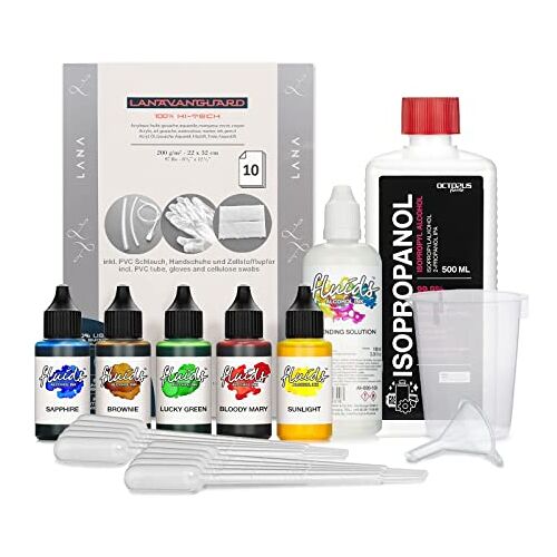 Octopus 5x 30 ml  Fluids Alcohol Inkt Starter Complete SET CIRCLE met accessoires Alcoholische Inkt voor Fluid Art Painting + Resin Art en epoxy hars