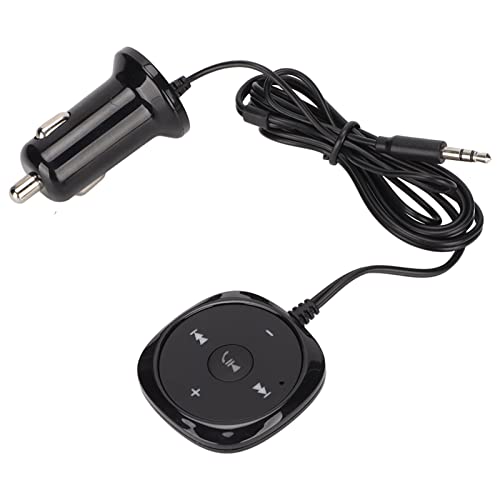 Elprico Draadloze Auto Bluetooth-adapter, Handsfree Bellen Auto Bluetooth 5.0 Audio-ontvanger Carkit 5V 2.1A USB-oplaadpoort voor Auto's met 3,5 Mm AUX-ingang