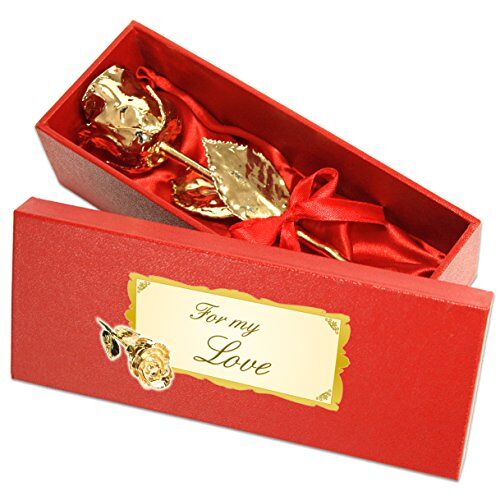 Geschenke mit Namen Echte gouden roos met toewijding: For my Love, verguld met 999 goud, ca. 16 cm, met geschenkdoos en certificaat van echtheid.