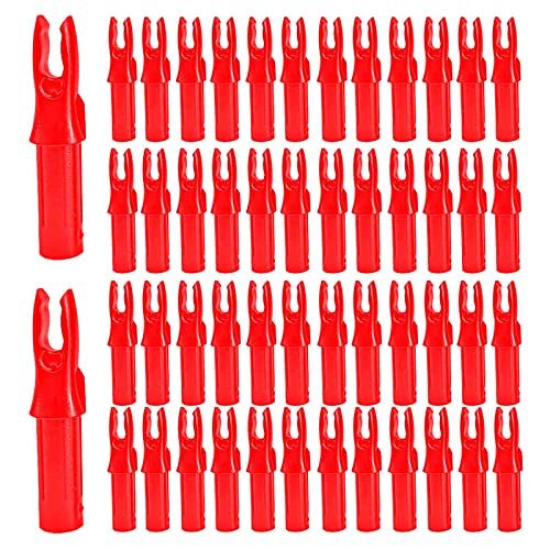 SVUPUE Boogschieten pijl nokken, 50 stuks pijlnokken kunststof, pijlnok voor 6,2 mm diameter pijlschachten, rood