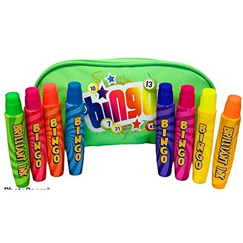 Thomas & Anca Club Supplies Ltd Bingo Dabbers 8-pack met Bingo Etui Neon Dabbers voor Bingotickets Lockdown Bingo Kids Bingo Gift Bingo Marker Pennen Kinderen Kleurpen Pen Dot (Groen) 8 x 15 ml Neon Dabbers