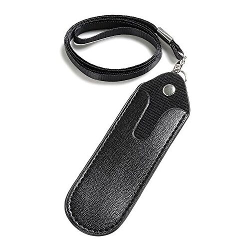 TRIXES Elektronische sigaret houder zwart faux lederen etui voor e-sigaret pen Elektronische sigaret draagtas tas cover met nekband lanyard, Zwart, Klassiek