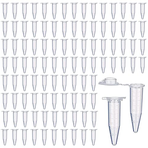 XPOOP 100 Stuks Centrifugebuisjes 1,5 ml, Plastic Centrifuge Reageerbuisjes, Doorzichtige Microcentrifugebuisjes, Microcentrifuge Reageerbuizen, Plastic Microcentrifuge-Kegelbuizen