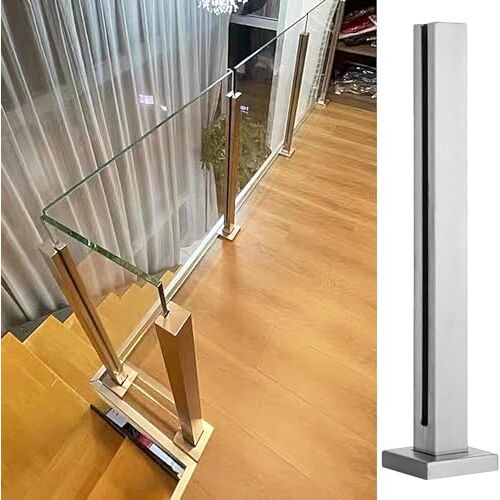 LAZULZ Glazen balustrade post, glazen balustrade post, glazen balustrade paal klem binnen, commercieel thuisdek ballisters postsysteem voor trap balkon (kleur: eindpaal, maat: 70 cm (27,5 inch)