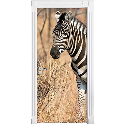 QQFENG Deurbehang Zelfklevende Deursticker Zebra Dier 3D Slaapkamer Posterbehang Waterdicht 90 x 200 cm