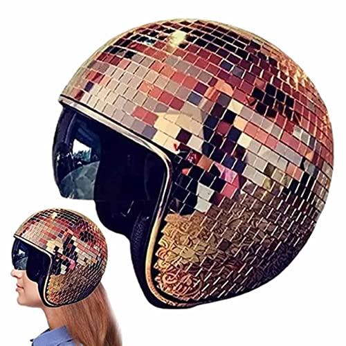 Shannan Discobal helm voor kinderen, 2024 nieuwe discobal hoeden, klassieke disco cap met intrekbare zonwering, glitterspiegel, glas discobal hoed, helm, adembenemende discobal helmen, disco kogelhelm