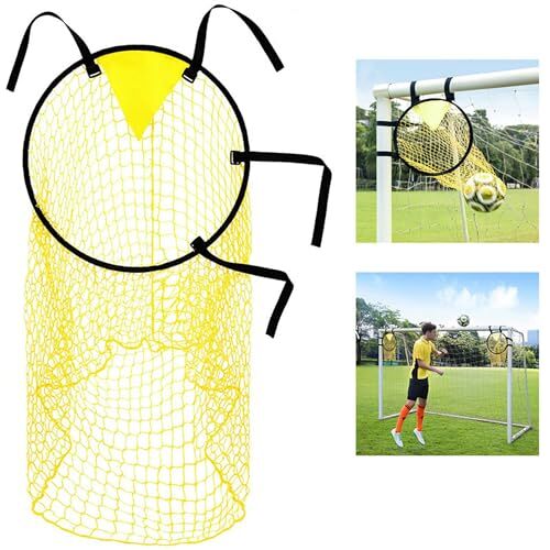 YOUNLEN Voetbaldoelnet, voetbaldoel, opvouwbaar voetbaldoel, voetbaldoelnetten, top voetbaldoel-accessoire met frame, voetbaltrainingsuitrusting, doeloefennet, 45 x 60 cm, geel