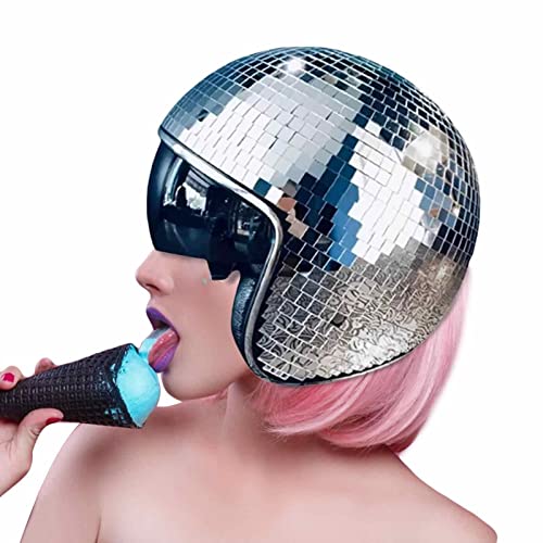 lovemetoo Discobal hoeden disco helm   disco bal disco helm   disco bal helm   disco deco helm met intrekbaar vizier   discobal spiegel hoed met intrekbaar   glitter spiegel glas discobal hoed helm