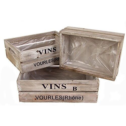 Spetebo Wijnkisten set van 3 decoratieve houten kist Vine houten kisten in 3 maten