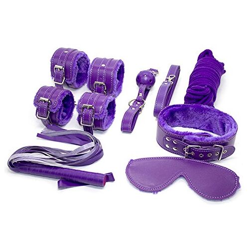 Shawa 7 Stuk Bondage Set Lederen Pluche Paars Bondage Sm Sex Toy Sexy Onder Het Bed Restraints Kit Bondage