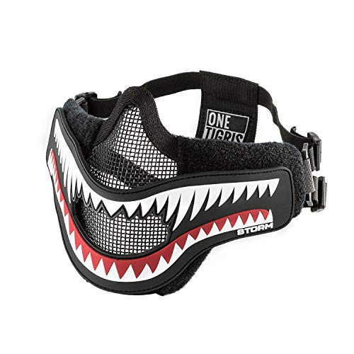 OneTigris Airsoft masker met verwijderbare haai grenen morale patch voor Softair Paintball CS   MEHRWEG verpakking