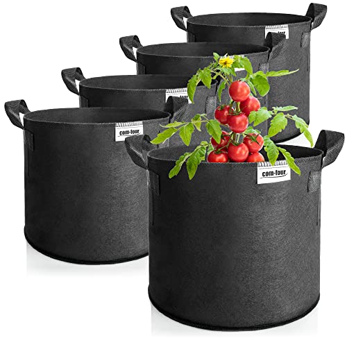 com-four ® 5x 60 L plantenzak voor aardappelen Tomatenbakken met handvatten Plantenzak Tomatenplantpot Gewasbeschermingszak (60 L 5 stuks)