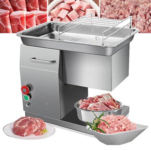 UPIKIT 750 W Vleessnijmachine, Elektrische Delicatessensnijder, 551 Lbs/U Snijmachine Voor Vers Vlees (Plakjes, Zijde, Blokken), 3,5 Mm Mes, Voedselsnijmachine Zilver