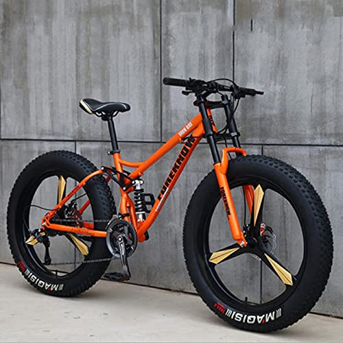 ZAANU Mountainbikes, 26 inch hardtail mountainbike met dikke banden, frame met dubbele vering en verende vork All-terrain mountainbike cyaan 5 wielen 21SPD (witte spaken 21SPD)