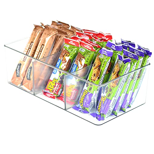 Youngever 2 Pack Clear Plastic Packet Storage Organizer, 3 Verdeelde Secties Pantry Organizer, Houder Voor Snacks, Soepen, Kruiden Pakketten Voor Keuken, Koelkast en Kabinet