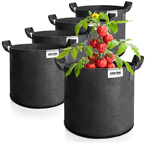 com-four ® 5x 30 L plantenzak voor aardappelen Tomatenbakken met handvatten Plantenzak Tomatenplantpot Gewasbeschermingszak (30L 5 stuks)