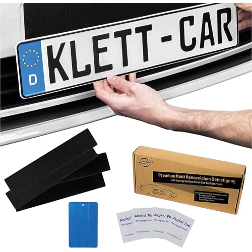 MAG 1 x klittenband-Fix® kentekenplaathouder voor auto en motorfiets, frameloos kentekenplaathouder voor auto onzichtbare kentekenplaathouder kentekenplaathouder