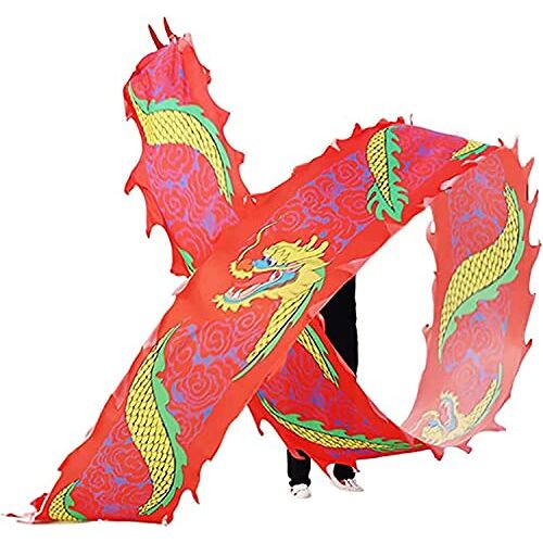 ODYO Dragon Dance Ribbon Streamer, Dragon Ribbon Streamer, Oefenlint Streamer Silk Dragon Dance Ribbon Streamer, 3D Kleurrijke Dragon Silk Flowy Spinning & Shaking Poi Outdoor Park (Color : C, Size : 8m/