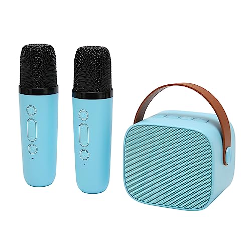 Topiky Karaokemachine voor Volwassenen en Kinderen, Draagbare BT-karaokeluidspreker met 2 Draadloze Microfoons Stereogeluid voor Zingen Karaoke voor Home Party KTV (Blauw)