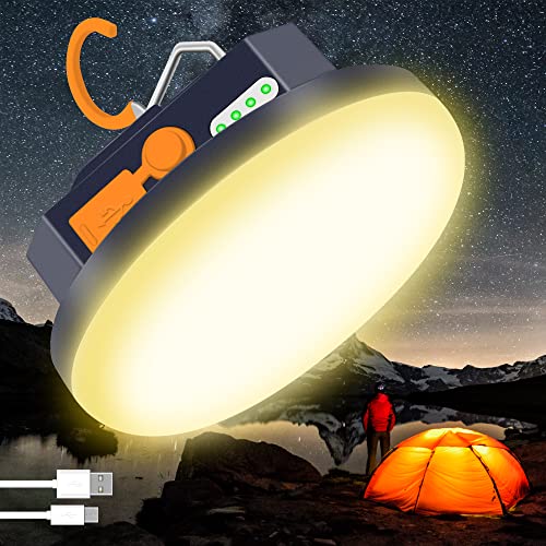 Aicharynic Campinglamp, ultra helder, 1000 lumen, led-campinglantaarn, USB-oplaadbaar met 4800 mAh, 4 lichtmodi, dimbaar, draagbare campinglamp, campinglicht voor stroomuitval, wandelen, noodgevallen