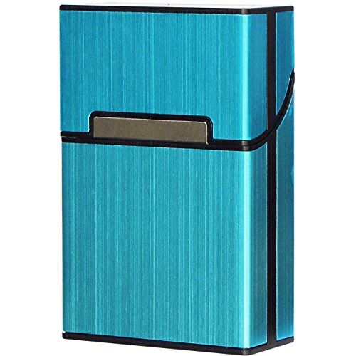 Diawell Sigarettenetui, edele sigarettendoos, aluminium etui, doos met magneetsluiting voor 20 sigaretten, sigarettendoosje, blauw