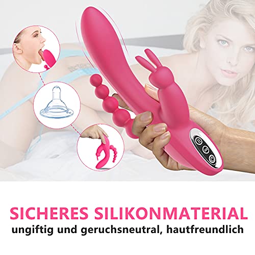 Andrete 3-in-1 konijnenvibrator oplaadbare G-spot vibrator G-spot vibrators voor u anale plug met vibrators voor dildo vrouwen stille vibrator vibrators machine vibrator punt paren