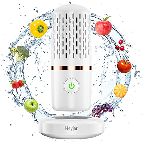 Heyjar Groente- en fruitwasmachine, fruitreiniger apparaat, fruitreiniger voor met OH-ionzuiveringstechnologie voor het reinigen van fruit, groente, rijst, servies (wit)