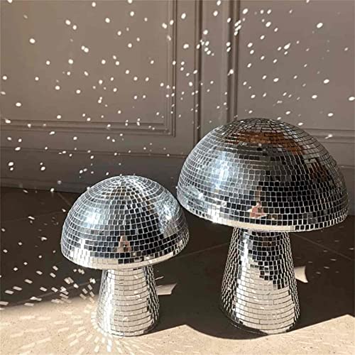 QPZM Paddestoel Discobal, Reflector Glitter Discobal, Nieuwe Paddestoelvorm Spiegel Discobal Decoratie Thuis Voor Feest Thuis, Eettafel, Rekwisieten Decoratie-silver M