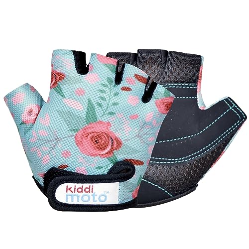 KIDDIMOTO Kinderfietshandschoenen, vingerloos, voor jongens en meisjes, fietshandschoenen/fietshandschoenen, kinderhandschoenen, bloemen, M (4-8 jaar)