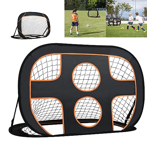 YRHome 2-in-1 voetbaldoel voor kinderen in de tuin, 121 x 80 x 80 cm, pop-up doelwand met 6 gaten, inklapbaar voetbaldoel, voetbaltraining, voor binnen en buiten, doelwandtrainer met draagtas