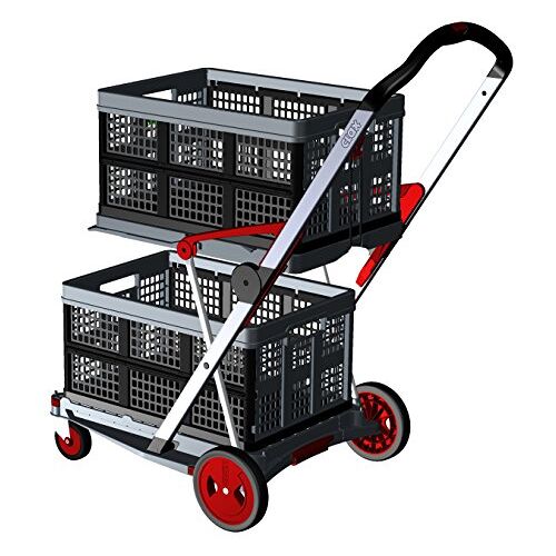 Clax ® Opvouwbare transportwagen   transportwagen   boodschappenwagen   met 2 vouwdozen   rood