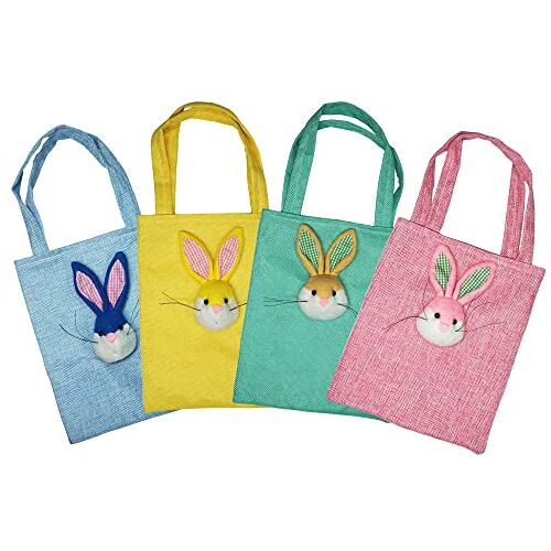 Hooin Pasen Leuke Bunny Candy Bags voor kinderen, verpakking van 4 (combinatie A)