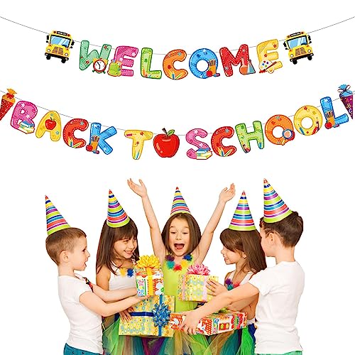 RASOLI Back to School Cupcake Toppers, klaslokaal cupcake toppers vlaggen decoraties, herbruikbare schoolopeningsceremonie klaslokaal hang decor voor ceremonies feesten bijeenkomsten vieringen