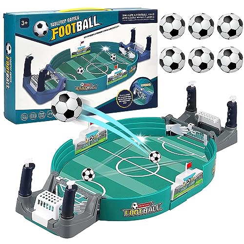 FainFun Mini tafelvoetbalspel voor kinderen, mini-tafelvoetbal met 4 voetballen, interactief tafelvoetbalspel voor kinderen, tafelvoetbalspelers voor kinderen en volwassenen