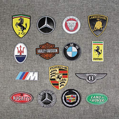 A/N 15 stuks auto logo, combinatie, patches om op te strijken, borduurwerk, decoratie op patches voor jassen, rugzakken, jeans, kleding strijken, strijken, patches