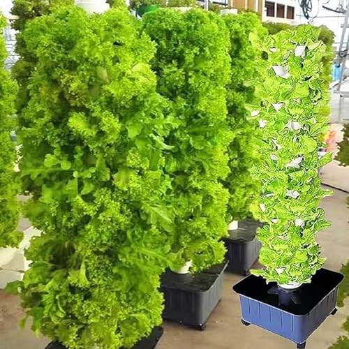 QXHDPYMXZ Hydrocultuurtorenset met 15 verdiepingen met 45 gaten, hydrocultuur kweeksysteem, hydrocultuurkit, aquaponics-systeem, verticaal hydrocultuursysteem, hydrocultuursysteem voor boerderijkassen