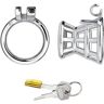 MKGMYGZ Flat Chastity Cage Chastity Devices with Karabiner Stainless Steel Chastity Lock for Men Penis Cage Man Fish Basket Dark Lock Design, Good Concealment, SM Sex Toys V (40mm/1.57in)