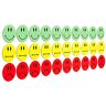 Smileyboard 30 kleurrijke smileys magneten (10 groene lachende smileys / 10 gele neutrale smileys / 10 rode droevige smileys diameter 2,5 cm / bijv. voor presentaties, trainingen, projectwerk, onderwijs