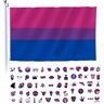 KAYEF Biseksuele Vlag Biseksuele Stickerset, Biseksuele Vlag + 60 Stuks Pride Stickers, Vlag Biseksuele Accessoires, Biseksuele Vlag voor Binnen en Buiten, Vakantiefeesten, Parades en Decoraties