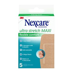 Nexcare Ultra Stretch Maxi Flexibele Comfortpleisters, 50 mm x 101 mm, 5 stuks per verpakking, ademende en waterdichte pleisters voor kleine wonden, krassen, pleisters voor EHBO-kits