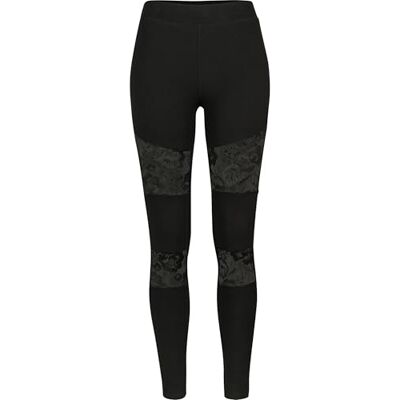 Urban Classics Ladies Lace Inset Leggings Leggings zwart Basics, Street wear Urban Classics Ladies Lace Inset Leggings Leggings zwart Basics, Street wear