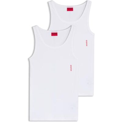 HUGO Heren 2-Pack Lange Tanktops, White HUGO Heren 2-Pack Lange Tanktops, White