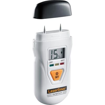 Laserliner DampCheck, vochtmeter voor hout en bouwmaterialen Houtvochtigheidsmeter, led-nat-/droogindicator, temperatuurmeting en hold-functie, behuizing van gerecycled kunststof Laserliner DampCheck, vochtmeter voor hout en bouwmaterialen Houtvochtigheidsmeter, led-nat-/droogindicator, temperatuurmeting en hold-functie, behuizing van gerecycled kunststof