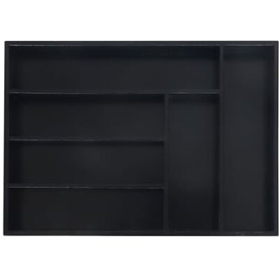 Relaxdays bestekbak bamboe met 6 vakken, keukengerei organizer, HBD: 5 x 35,5 x 25,5 cm, zwart Relaxdays bestekbak bamboe met 6 vakken, keukengerei organizer, HBD: 5 x 35,5 x 25,5 cm, zwart