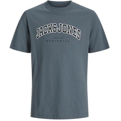 JACK & JONES Jjecaleb Varsity Tee Ss O-Neck Noos Mni T-shirt voor jongens, stormy weather, 128 JACK & JONES Jjecaleb Varsity Tee Ss O-Neck Noos Mni T-shirt voor jongens, stormy weather, 128
